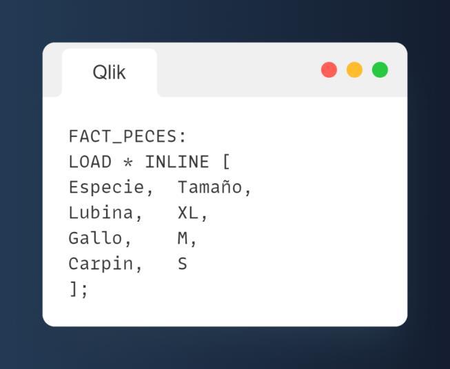 Ejemplo de sintaxis para la sentencia LOAD INLINE.