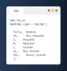 Ejemplo de sintaxis MAPPING LOAD. sentencias de script de Qlik Sense